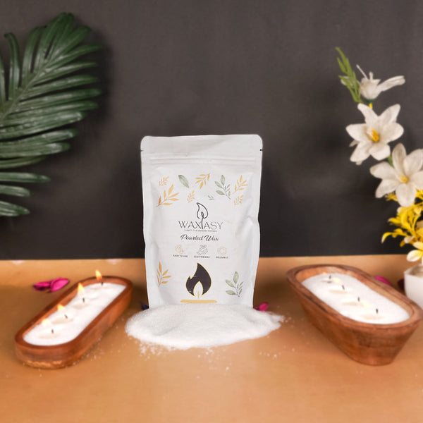Elegant luxury candle made with Waxtasy pearl wax